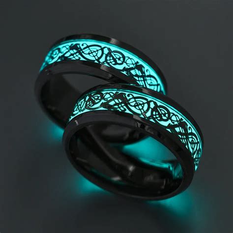 Luminous Plated Ring Glow In The Dark Golden Dragon Fashion Men Rings ...