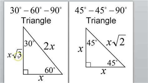 Day 1 HW Special Right Triangles 45 45 90, 30 60 90 - YouTube