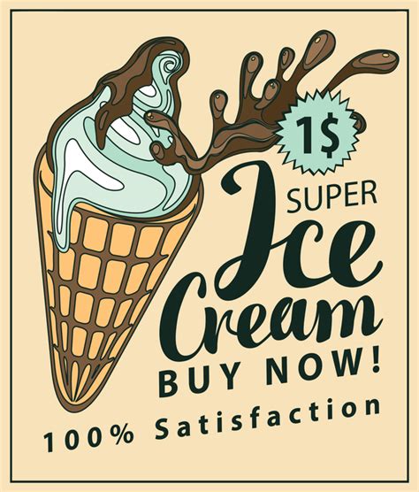 Ice cream vintage poster vector material free download