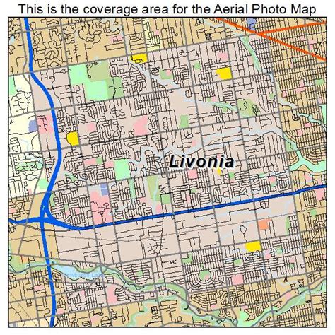 Aerial Photography Map of Livonia, MI Michigan