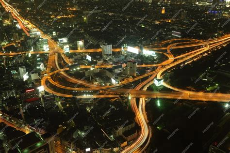 Premium Photo | Bangkok expressway and highway top view at night