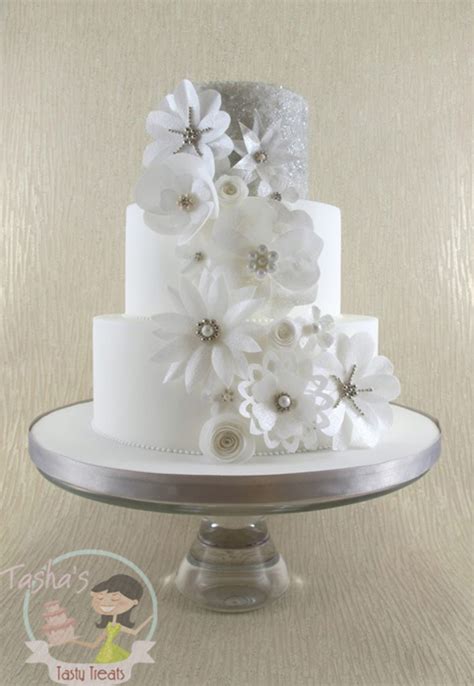 Wafer Paper Flowers Wedding Cake - CakeCentral.com