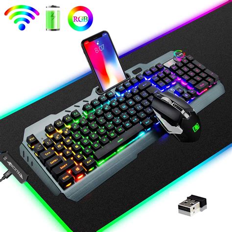 Wireless Gaming Keyboard and Mouse Combo, 16 Kinds RGB LED Backlit ...