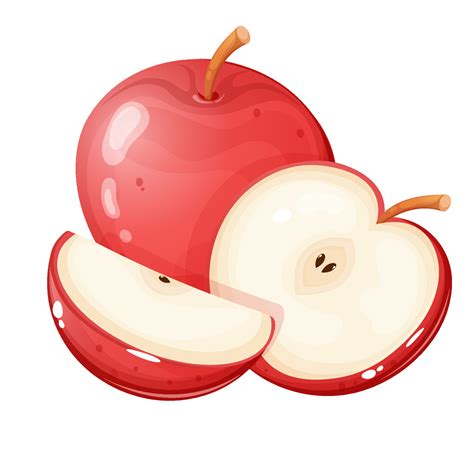 Cartoon style whole red apple with small and big apple slices. 21856535 ...