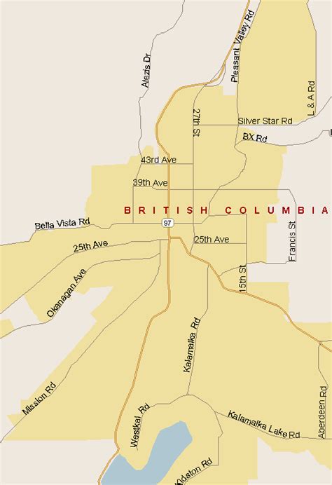 Vernon Map (Region), British Columbia - Listings Canada