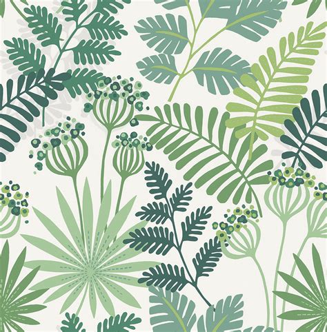 4014-26448 - Praslin Green Botanical Wallpaper - by A-Street Prints