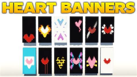 Minecraft : Heart Banners Design Tutorial | Minecraft Banners - YouTube