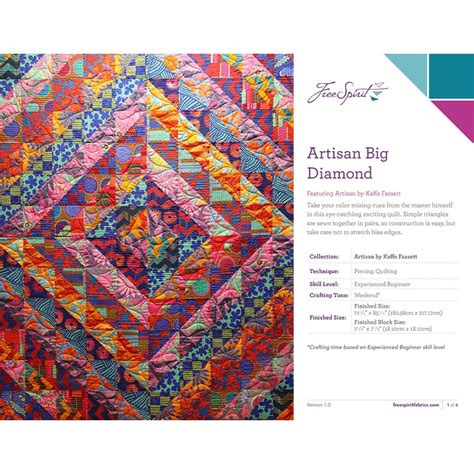 Artisan Big Diamond Quilt Pattern | Free PDF by Kaffe Fassett and Liza ...