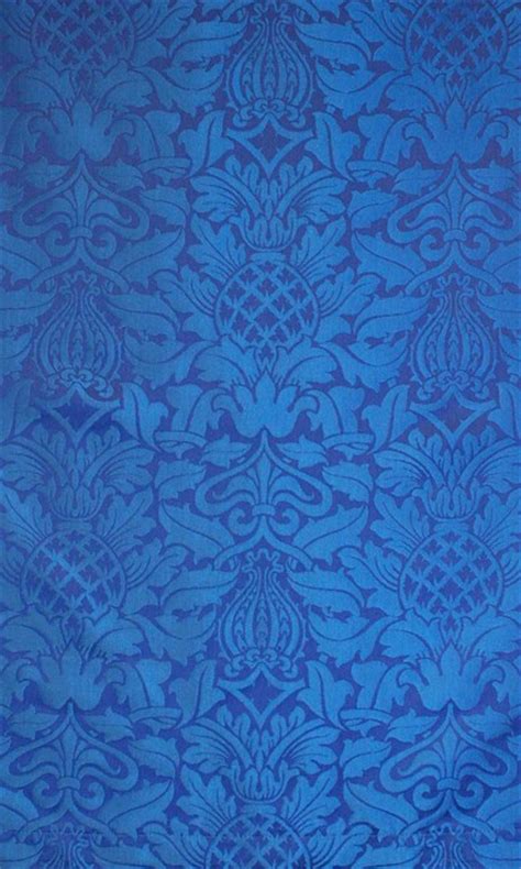 Fairford Blue Damask Fabric traditional-fabric