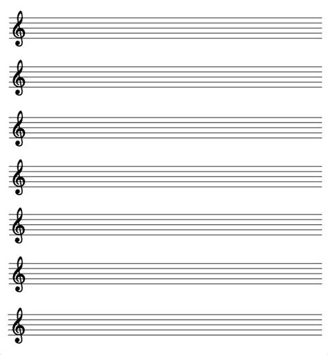 Printable Staff Paper - 7+ Free Download for PDF | Treble clef, Free ...