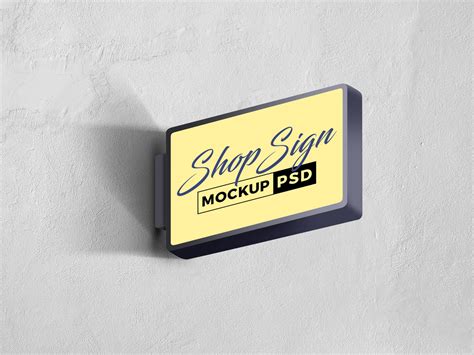 Free Store Wall Mounted Signage Mockup PSD - Good Mockups