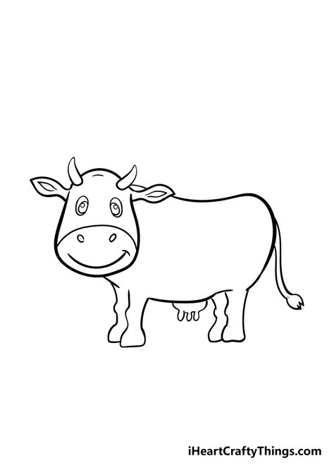 How To Draw A Simple Cow Face - Draw two small circular eyes and fill ...