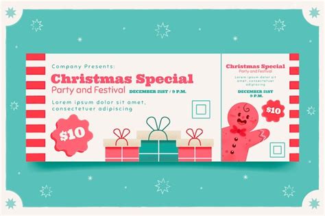 Free Vector | Flat christmas party ticket template