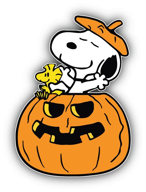 Peanuts Cartoon Halloween Snoopy Pumpkin Sticker Bumper Decal - ''SIZES ...