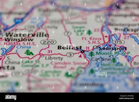 Belfast Maine USA shown on a Geography map or road map Stock Photo - Alamy