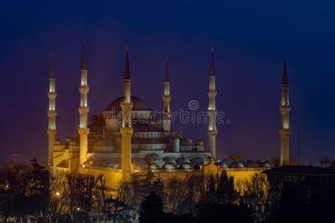 Blue mosque at night stock photo. Image of night, ahmet - 99120920