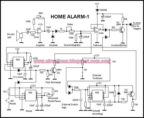 Build a Simple Home Alarm Circuit Using 555 IC's | Electronic Circuits ...