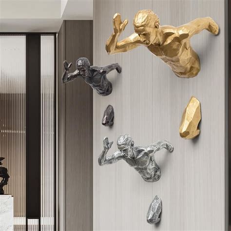 Creative Statue Running Man Racing Against Time Fgurine Wall Decoration ...