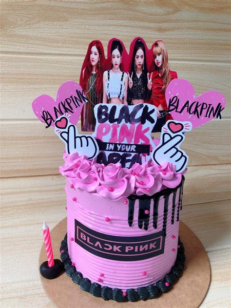 black pink cake topper set / decoration for party / personalized ...