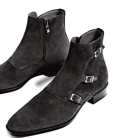 Men's Handmade Pure Black Suede Stylish Chukka Strap Boots for Men on ...