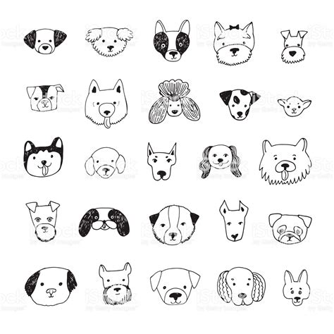 dog face cartoon vector doodle hand drawn illustrations set, 2020 ...