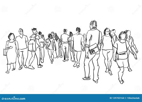 Group Of People Walking Ink Sketch Stock Photo | CartoonDealer.com ...