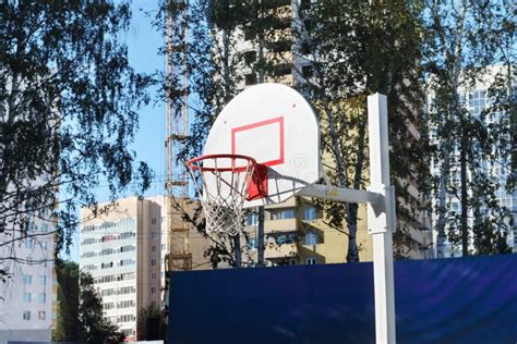 Basketball Hoop on Outdoor Sport Playground Stock Image - Image of ...