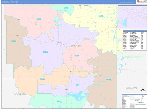 Sheridan County, MT Wall Map Color Cast Style by MarketMAPS