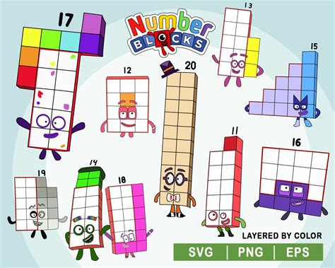 Number blocks 11-20 svg bundle, ready for cricut, digital file | Svg ...