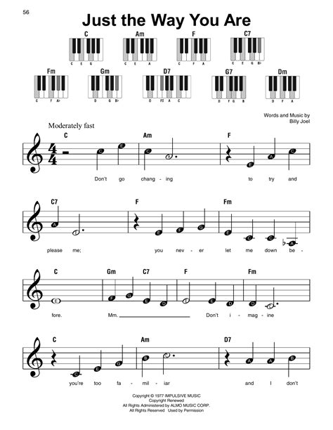 Just The Way You Are by Billy Joel Sheet Music for Super Easy Piano at ...