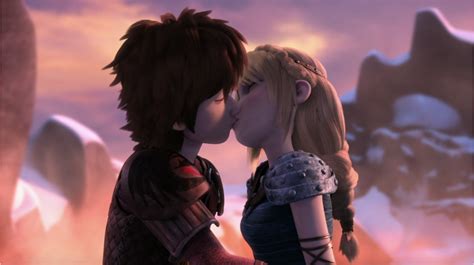 Hiccup and Astrid's romantic kiss from Dreamworks Dragons Race to the ...