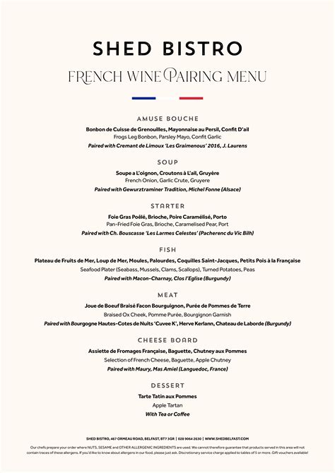 Shed French Wine Pairing MENU EFLYER v4 | Shed Belfast Bistro