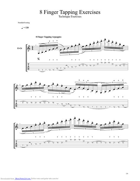 8 Finger Tapping Exercises guitar pro tab by Lesson Guitar ...