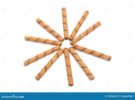 Wafer Rolls with Chocolate Isolated Stock Image - Image of group ...