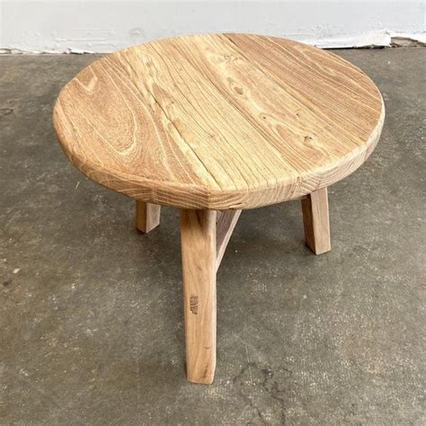 Elm Wood Side Table | Chairish