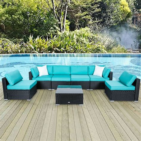 Kinbor 7pcs Outdoor Patio Furniture Sectional Pe Rattan Wicker Rattan ...