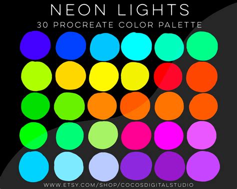 Neon Lights Procreate Color Palette Bright Neon Color - Etsy Australia