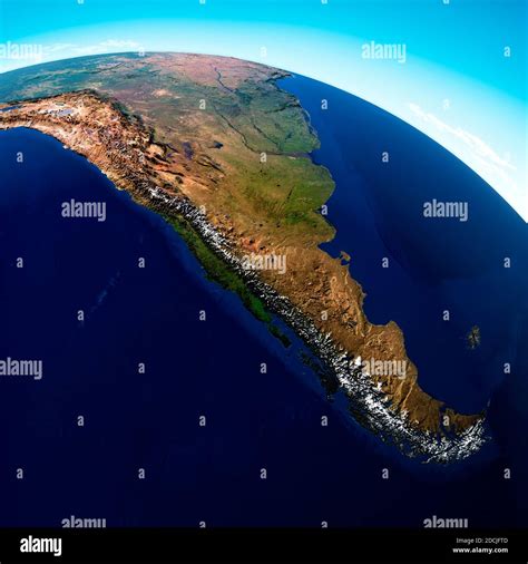 Globe map of South America, geographical map, physics. Cartography ...