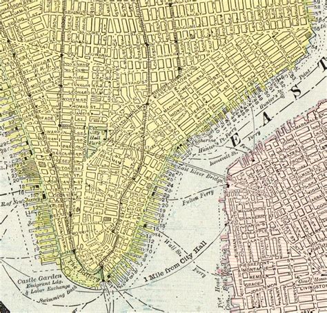 1888 Antique MANHATTAN Map Vintage Map of New York City Map Gallery ...