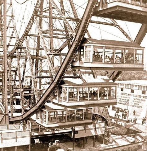 The first Ferris wheel from 1893. Each of the 36 cars held 60 people ...