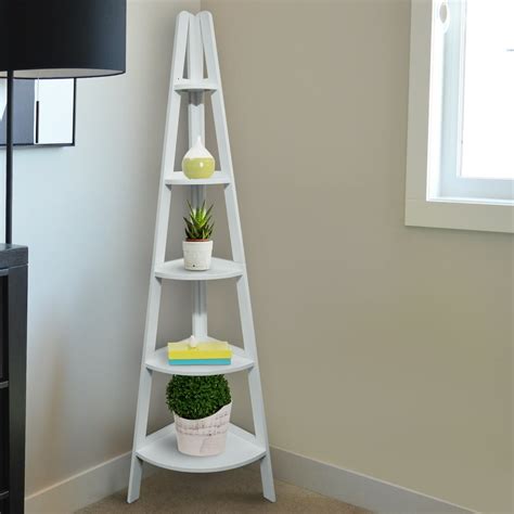 5-Shelf Corner Ladder Bookcase - White - Walmart.com - Walmart.com