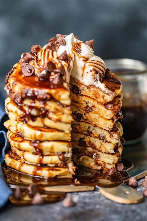 Chocolate Chip Pancakes Recipe with Chocolate Syrup - (VIDEO!!)