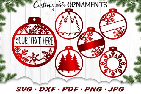 Customizable Christmas Ornament Svg Bundle Personalized Ornament Svg ...