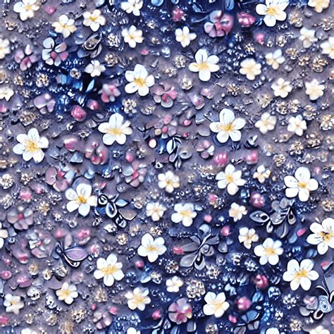 Navy Blue Flowers Floral Pattern · Creative Fabrica