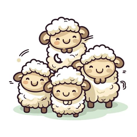 Sheep family. Cute cartoon sheeps. Vector illustration. 33325106 Vector ...