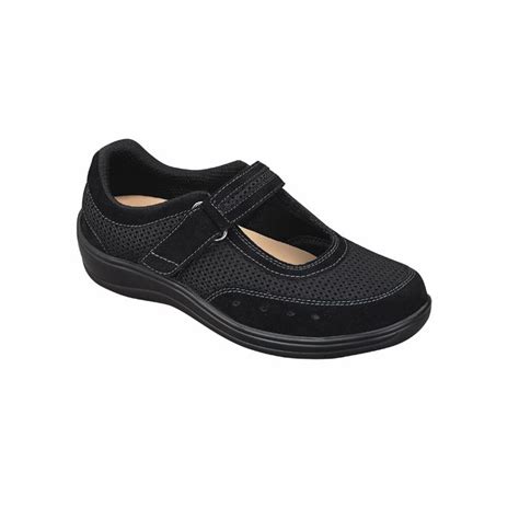 Orthofeet Shoes 851 Women's Mesh Mary Jane Shoes - Black | DiabeticShoesHub