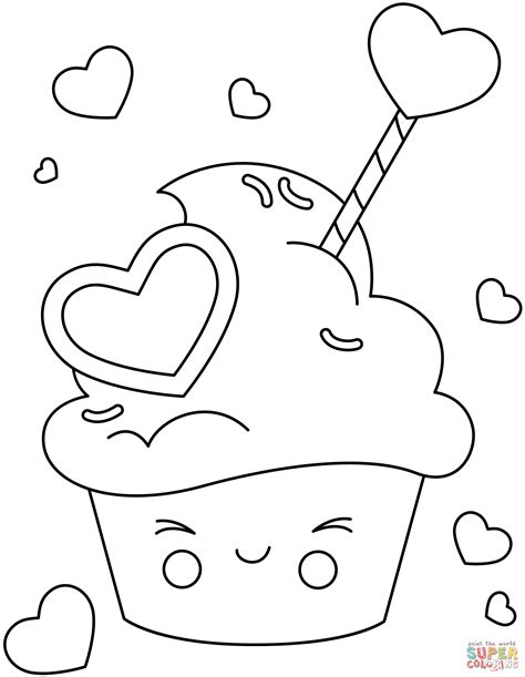 Kawaii Cupcake coloring page | Free Printable Coloring Pages