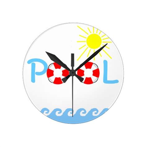 Swimming Pool Round Clock | Zazzle