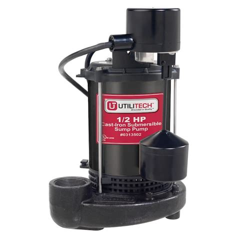 Utilitech 1/2-HP Cast-Iron 67 GPM Submersible Sump Pump in the Water ...