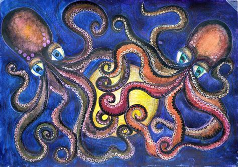 Original octopus art octopus painting original by RenateCat